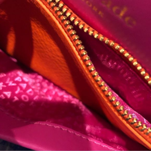 KATE SPADE Hot Pink / Orange Top Zipper Closure Crossbody or Clutch - Picture 8 of 15